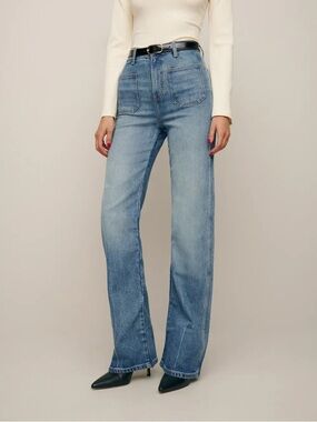 Reformation Alyssa Stretch High Rise Wide Leg Long Jean 27